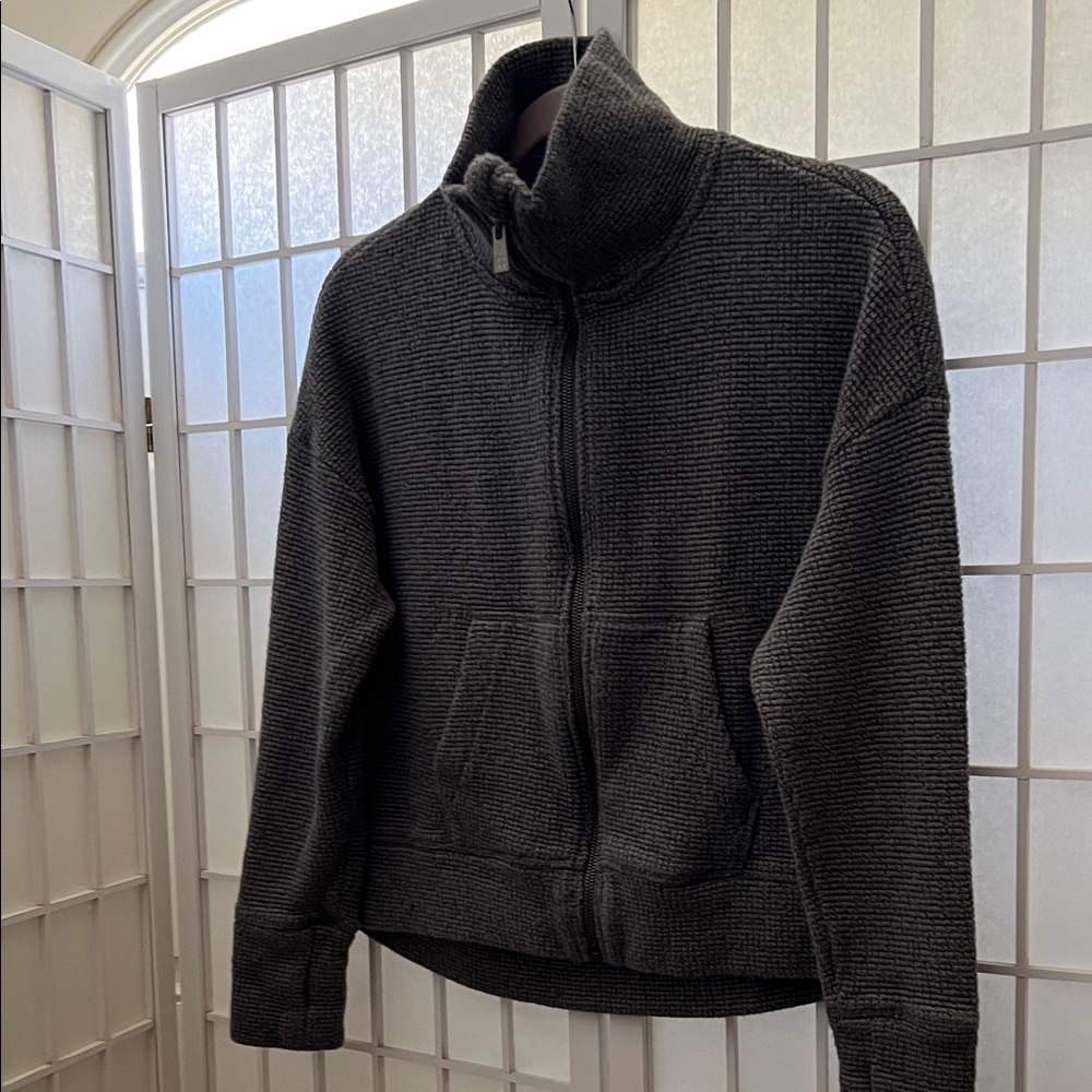 Sweaty Betty Cozy Medium Gray Zip-Up Jacket